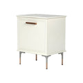 Modern White Nightstand with Copper Accents and Minimalist Design