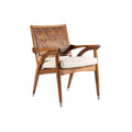 Modern Wooden Armchair with Woven Back and Upholstered Seat